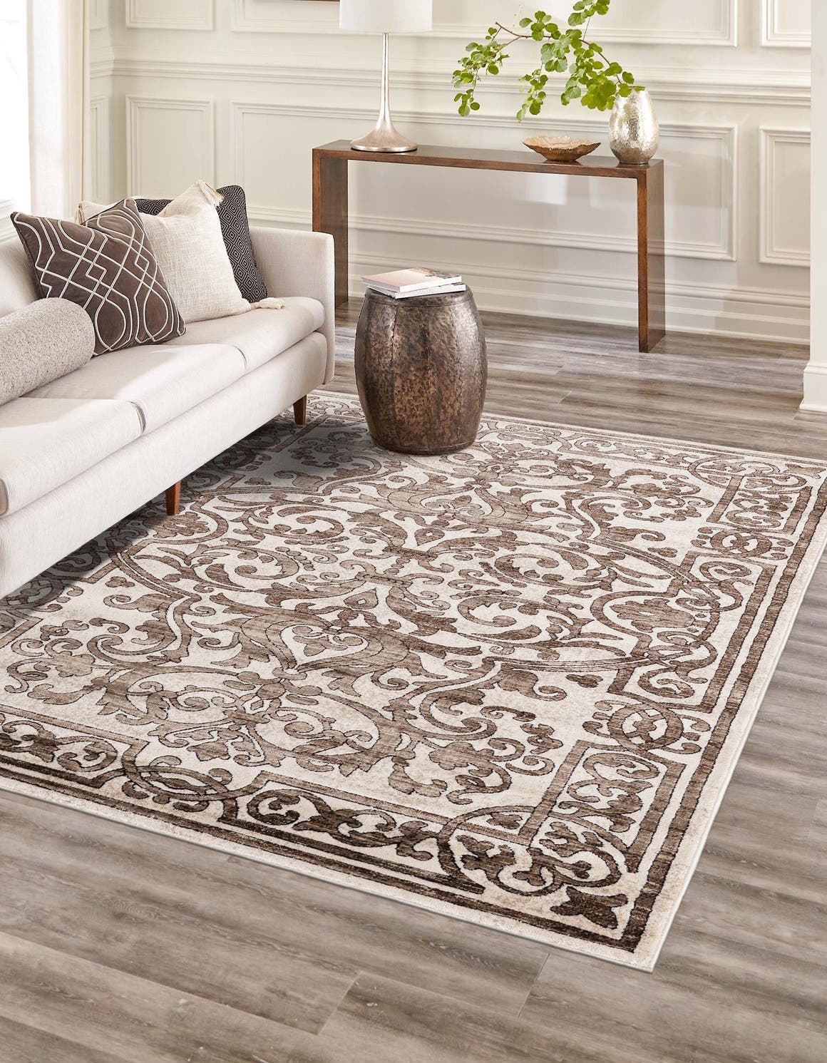 Chocolate Brown 3' 3 x 5' 3 Hermitage Rectangle Area Rug 55% Polypropylene & 45% Polyester Easy Clean Stain-Resistant Carpet for Living, Office, Dorm Rooms for Sale at Rug Engine