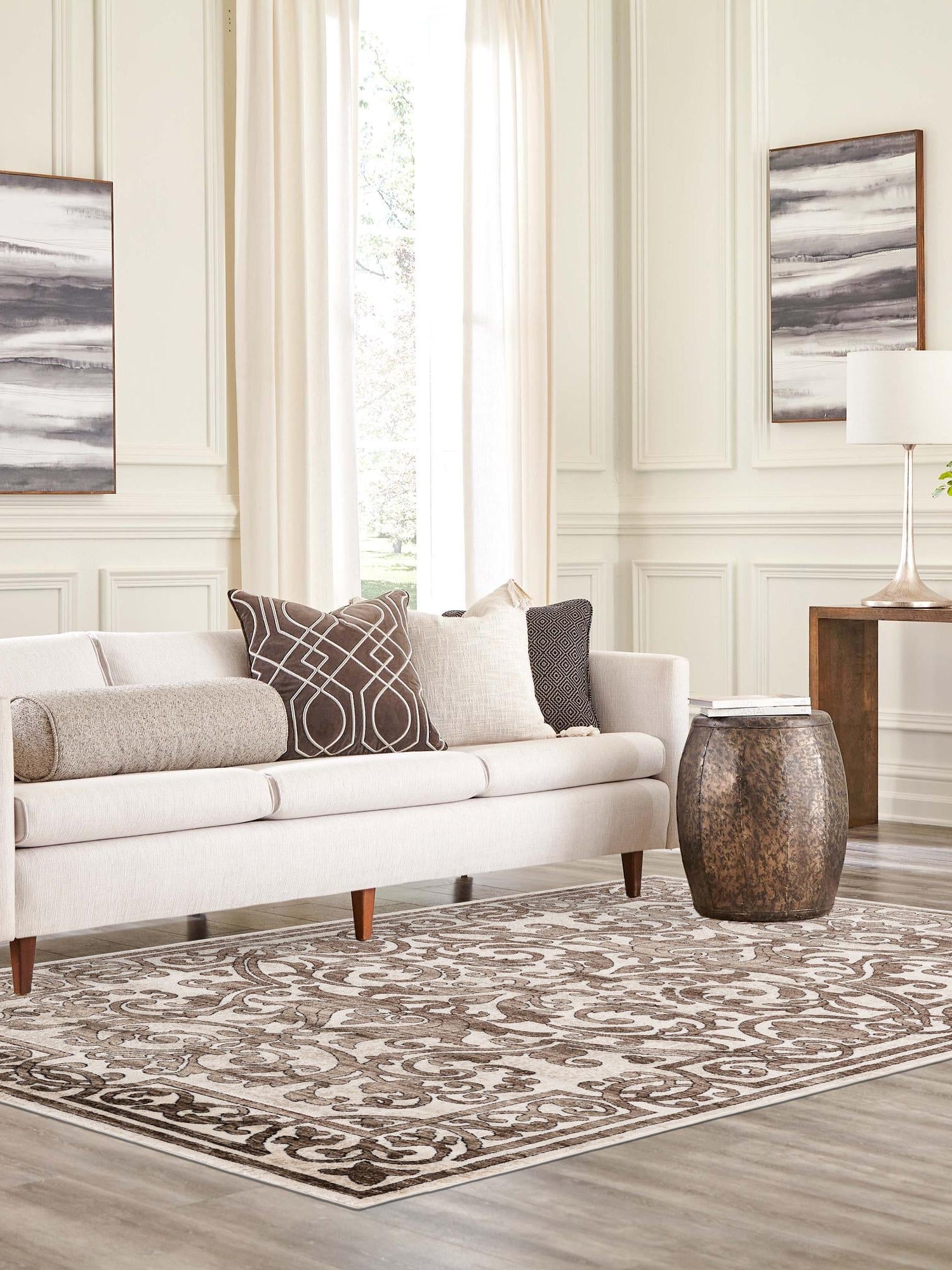 Chocolate Brown 3' 3 x 5' 3 Hermitage Rectangle Area Rug 55% Polypropylene & 45% Polyester Easy Clean Stain-Resistant Carpet for Living, Office, Dorm Rooms for Sale at Rug Engine