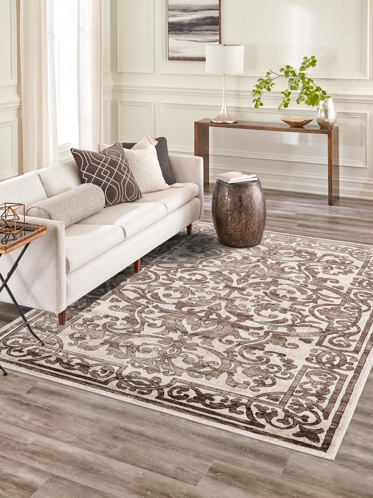 Chocolate Brown 5' 3 x 8' Hermitage Rectangle Area Rug 55% Polypropylene & 45% Polyester Easy Clean Stain-Resistant Carpet for Living, Office, Dorm Rooms for Sale at Rug Engine