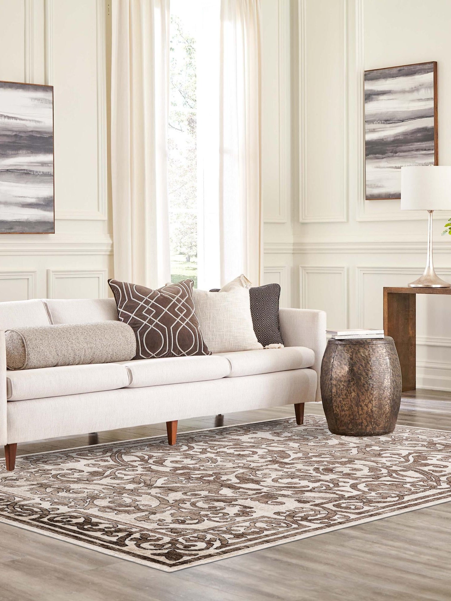 Chocolate Brown 5' 3 x 8' Hermitage Rectangle Area Rug 55% Polypropylene & 45% Polyester Easy Clean Stain-Resistant Carpet for Living, Office, Dorm Rooms for Sale at Rug Engine