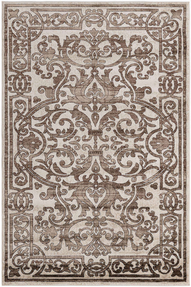 Chocolate Brown 5' 3 x 8' Hermitage Rectangle Area Rug 55% Polypropylene & 45% Polyester Easy Clean Stain-Resistant Carpet for Living, Office, Dorm Rooms for Sale at Rug Engine