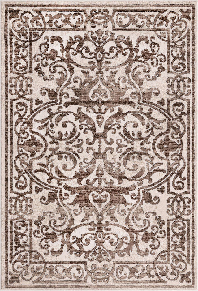 Chocolate Brown 4' x 6' Hermitage Rectangle Area Rug 55% Polypropylene & 45% Polyester Easy Clean Stain-Resistant Carpet for Living, Office, Dorm Rooms for Sale at Rug Engine