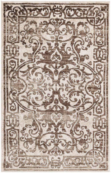 Chocolate Brown 3' 3 x 5' 3 Hermitage Rectangle Area Rug 55% Polypropylene & 45% Polyester Easy Clean Stain-Resistant Carpet for Living, Office, Dorm Rooms for Sale at Rug Engine