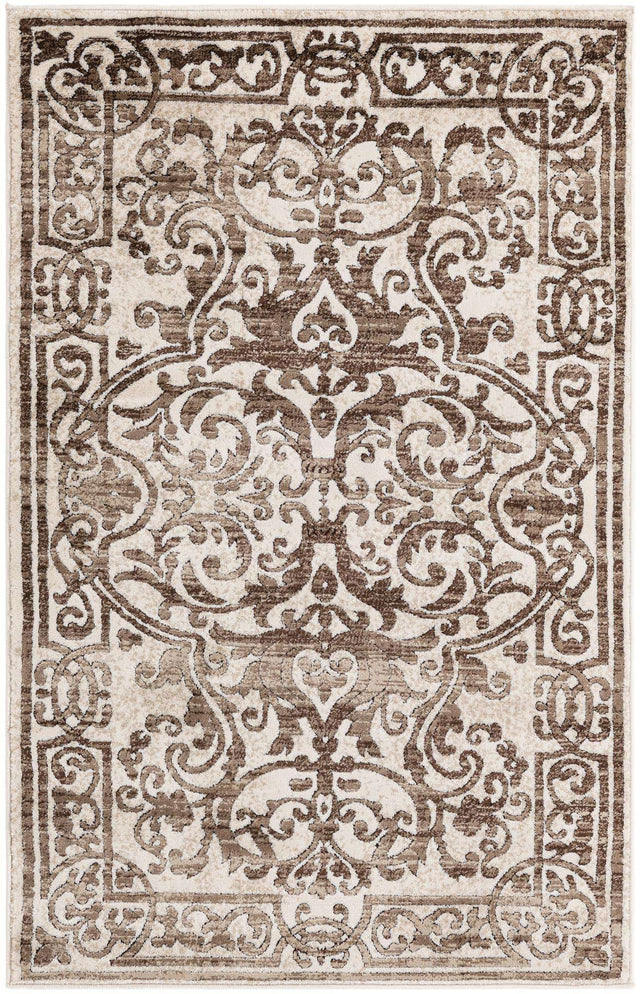 Chocolate Brown 3' 3 x 5' 3 Hermitage Rectangle Area Rug 55% Polypropylene & 45% Polyester Easy Clean Stain-Resistant Carpet for Living, Office, Dorm Rooms for Sale at Rug Engine