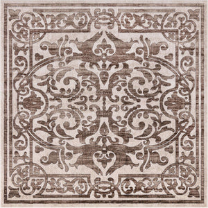 Chocolate Brown 7' 10 x 7' 10 Hermitage Square Area Rug 55% Polypropylene & 45% Polyester Easy Clean Stain-Resistant Carpet for Living, Office, Dorm Rooms for Sale at Rug Engine