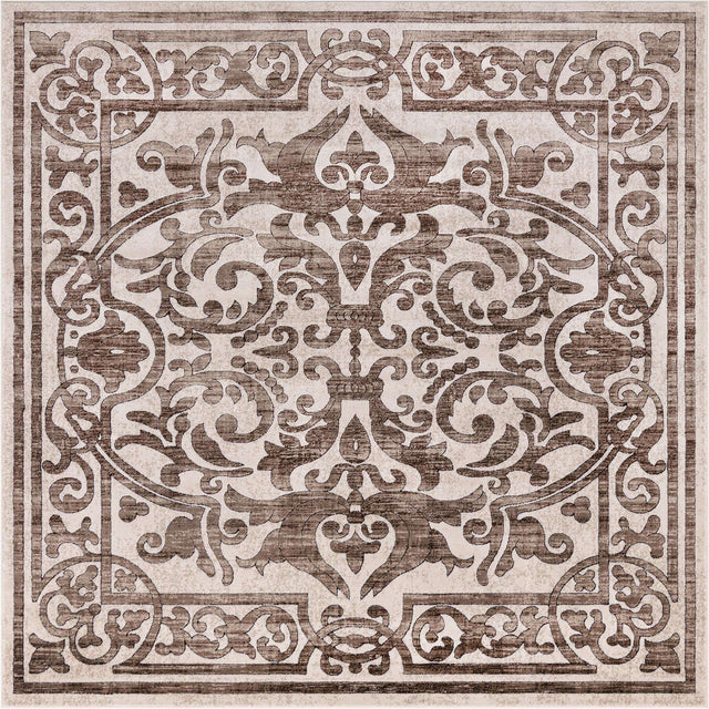Chocolate Brown 7' 10 x 7' 10 Hermitage Square Area Rug 55% Polypropylene & 45% Polyester Easy Clean Stain-Resistant Carpet for Living, Office, Dorm Rooms for Sale at Rug Engine