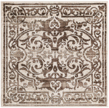 Chocolate Brown 3' 3 x 3' 3 Hermitage Square Area Rug 55% Polypropylene & 45% Polyester Easy Clean Stain-Resistant Carpet for Living, Office, Dorm Rooms for Sale at Rug Engine