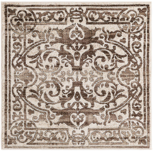 Chocolate Brown 3' 3 x 3' 3 Hermitage Square Area Rug 55% Polypropylene & 45% Polyester Easy Clean Stain-Resistant Carpet for Living, Office, Dorm Rooms for Sale at Rug Engine