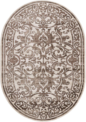 Chocolate Brown 7' x 10' Hermitage Oval Area Rug 55% Polypropylene & 45% Polyester Easy Clean Stain-Resistant Carpet for Living, Office, Dorm Rooms for Sale at Rug Engine