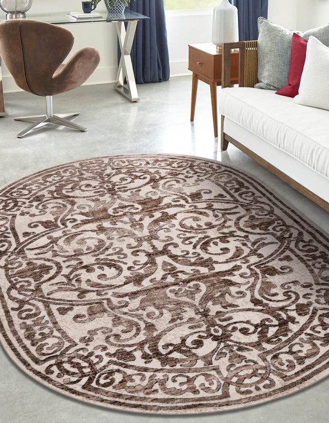 Chocolate Brown 2' x 3' Hermitage Oval Area Rug 55% Polypropylene & 45% Polyester Easy Clean Stain-Resistant Carpet for Living, Office, Dorm Rooms for Sale at Rug Engine