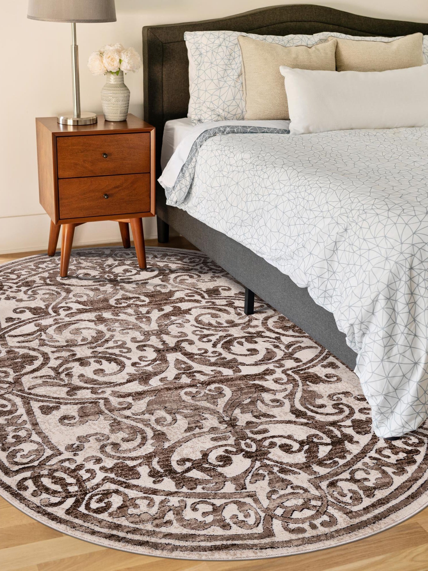 Chocolate Brown 5' 3 x 8' Hermitage Oval Area Rug 55% Polypropylene & 45% Polyester Easy Clean Stain-Resistant Carpet for Living, Office, Dorm Rooms for Sale at Rug Engine