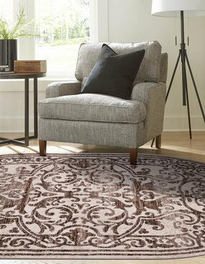 Chocolate Brown 7' x 10' Hermitage Oval Area Rug 55% Polypropylene & 45% Polyester Easy Clean Stain-Resistant Carpet for Living, Office, Dorm Rooms for Sale at Rug Engine