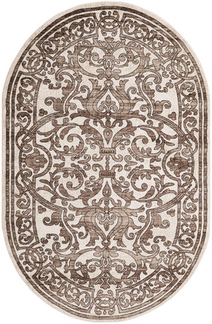Chocolate Brown 5' 3 x 8' Hermitage Oval Area Rug 55% Polypropylene & 45% Polyester Easy Clean Stain-Resistant Carpet for Living, Office, Dorm Rooms for Sale at Rug Engine