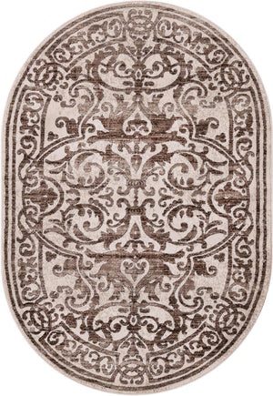 Chocolate Brown 4' x 6' Hermitage Oval Area Rug 55% Polypropylene & 45% Polyester Easy Clean Stain-Resistant Carpet for Living, Office, Dorm Rooms for Sale at Rug Engine