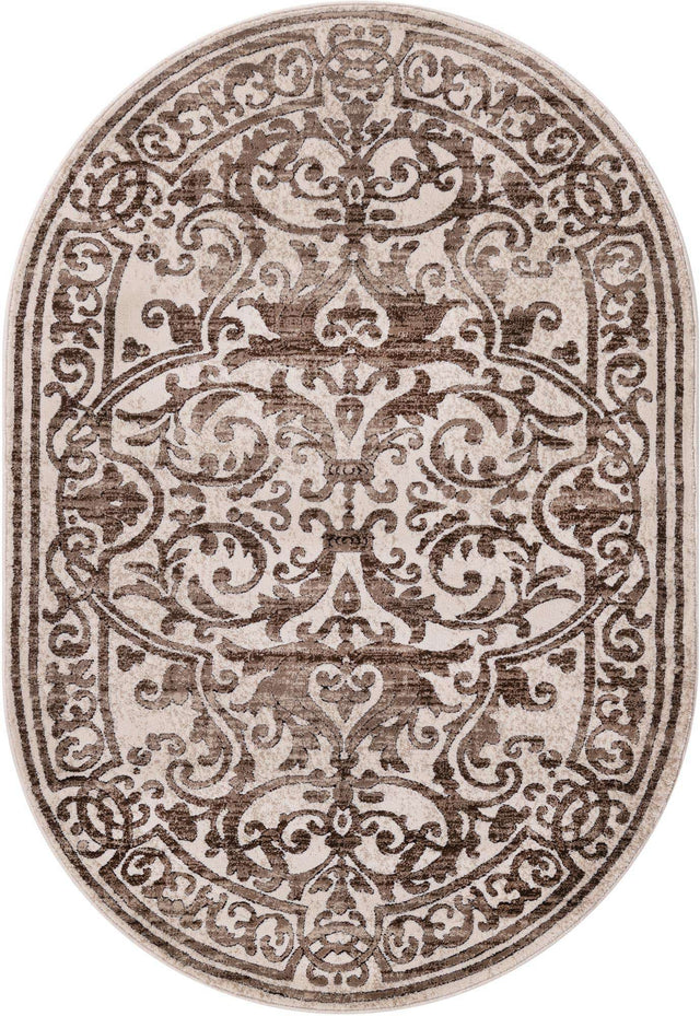Chocolate Brown 4' x 6' Hermitage Oval Area Rug 55% Polypropylene & 45% Polyester Easy Clean Stain-Resistant Carpet for Living, Office, Dorm Rooms for Sale at Rug Engine