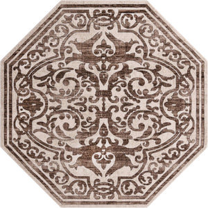 Chocolate Brown 7' 10 x 7' 10 Hermitage Octagon Area Rug 55% Polypropylene & 45% Polyester Easy Clean Stain-Resistant Carpet for Living, Office, Dorm Rooms for Sale at Rug Engine