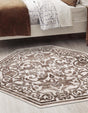 Chocolate Brown 7' 10 x 7' 10 Hermitage Octagon Area Rug 55% Polypropylene & 45% Polyester Easy Clean Stain-Resistant Carpet for Living, Office, Dorm Rooms for Sale at Rug Engine