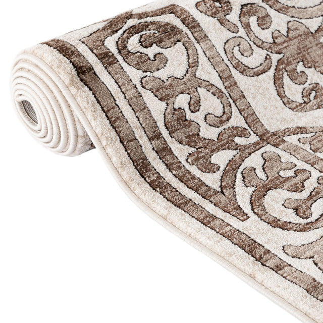 Chocolate Brown 7' 10 x 7' 10 Hermitage Octagon Area Rug 55% Polypropylene & 45% Polyester Easy Clean Stain-Resistant Carpet for Living, Office, Dorm Rooms for Sale at Rug Engine
