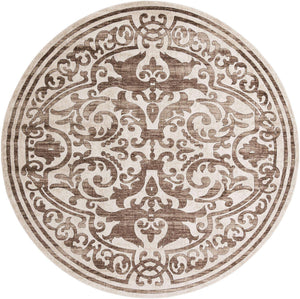Chocolate Brown 10' 8 x 10' 8 Hermitage Round Area Rug 55% Polypropylene & 45% Polyester Easy Clean Stain-Resistant Carpet for Living, Office, Dorm Rooms for Sale at Rug Engine