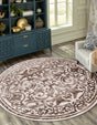 Chocolate Brown 4' x 4' Hermitage Round Area Rug 55% Polypropylene & 45% Polyester Easy Clean Stain-Resistant Carpet for Living, Office, Dorm Rooms for Sale at Rug Engine
