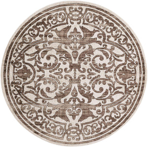 Chocolate Brown 6' x 6' Hermitage Round Area Rug 55% Polypropylene & 45% Polyester Easy Clean Stain-Resistant Carpet for Living, Office, Dorm Rooms for Sale at Rug Engine