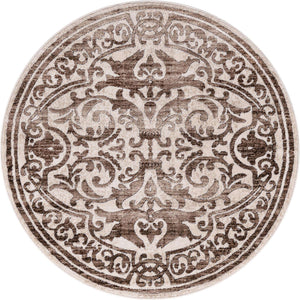 Chocolate Brown 4' x 4' Hermitage Round Area Rug 55% Polypropylene & 45% Polyester Easy Clean Stain-Resistant Carpet for Living, Office, Dorm Rooms for Sale at Rug Engine