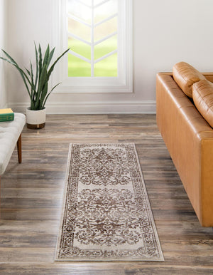 Chocolate Brown 2' x 7' Hermitage Runner Area Rug 55% Polypropylene & 45% Polyester Easy Clean Stain-Resistant Carpet for Living, Office, Dorm Rooms for Sale at Rug Engine