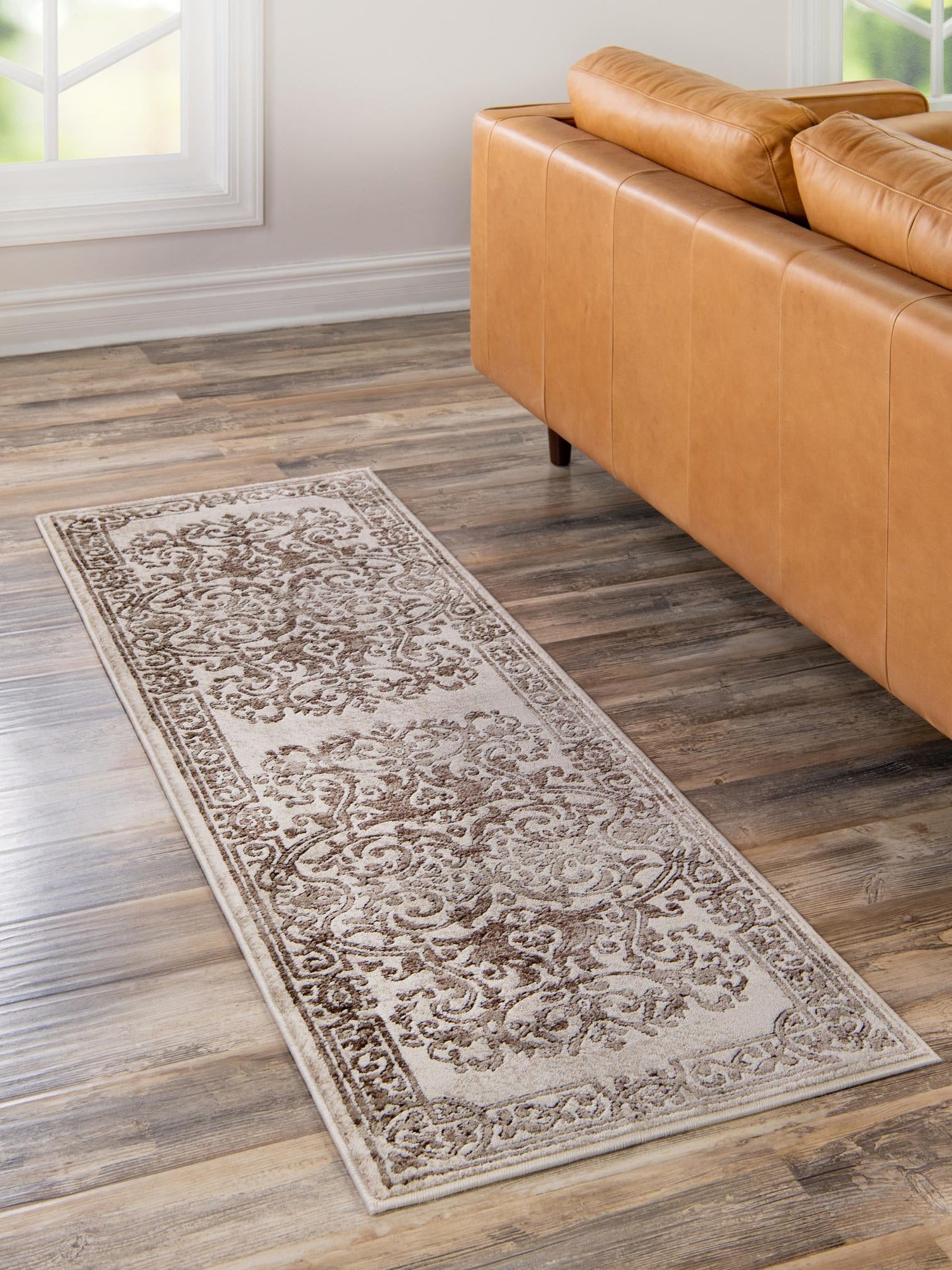 Chocolate Brown 2' 6 x 13' Hermitage Runner Area Rug 55% Polypropylene & 45% Polyester Easy Clean Stain-Resistant Carpet for Living, Office, Dorm Rooms for Sale at Rug Engine