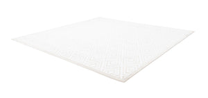 Snow White 10' 8 x 10' 8 Hermitage Square Area Rug 55% Polypropylene & 45% Polyester Easy Clean Stain-Resistant Carpet for Living, Office, Dorm Rooms for Sale at Rug Engine
