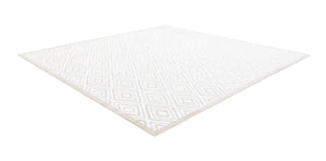 Snow White 10' 8 x 10' 8 Hermitage Square Area Rug 55% Polypropylene & 45% Polyester Easy Clean Stain-Resistant Carpet for Living, Office, Dorm Rooms for Sale at Rug Engine