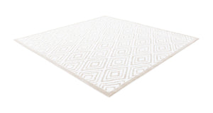 Snow White 7' 10 x 7' 10 Hermitage Square Area Rug 55% Polypropylene & 45% Polyester Easy Clean Stain-Resistant Carpet for Living, Office, Dorm Rooms for Sale at Rug Engine
