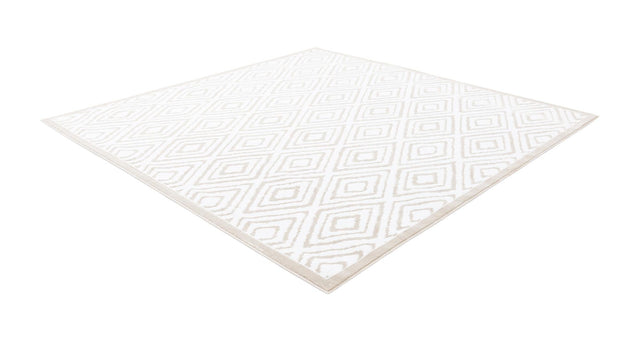Snow White 7' 10 x 7' 10 Hermitage Square Area Rug 55% Polypropylene & 45% Polyester Easy Clean Stain-Resistant Carpet for Living, Office, Dorm Rooms for Sale at Rug Engine