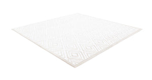Snow White 7' 10 x 7' 10 Hermitage Square Area Rug 55% Polypropylene & 45% Polyester Easy Clean Stain-Resistant Carpet for Living, Office, Dorm Rooms for Sale at Rug Engine