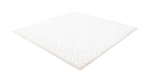Snow White 6' x 6' Hermitage Square Area Rug 55% Polypropylene & 45% Polyester Easy Clean Stain-Resistant Carpet for Living, Office, Dorm Rooms for Sale at Rug Engine