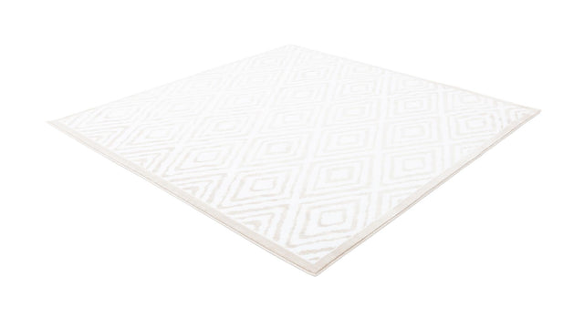 Snow White 6' x 6' Hermitage Square Area Rug 55% Polypropylene & 45% Polyester Easy Clean Stain-Resistant Carpet for Living, Office, Dorm Rooms for Sale at Rug Engine