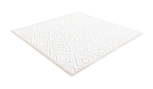 Snow White 6' x 6' Hermitage Square Area Rug 55% Polypropylene & 45% Polyester Easy Clean Stain-Resistant Carpet for Living, Office, Dorm Rooms for Sale at Rug Engine