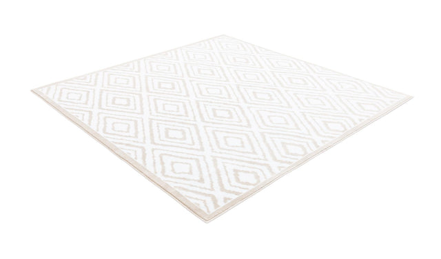 Snow White 6' x 6' Hermitage Square Area Rug 55% Polypropylene & 45% Polyester Easy Clean Stain-Resistant Carpet for Living, Office, Dorm Rooms for Sale at Rug Engine