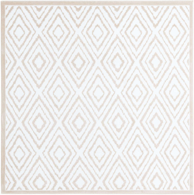 Snow White 6' x 6' Hermitage Square Area Rug 55% Polypropylene & 45% Polyester Easy Clean Stain-Resistant Carpet for Living, Office, Dorm Rooms for Sale at Rug Engine
