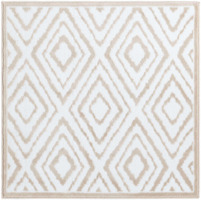 Snow White 3' 3 x 3' 3 Hermitage Square Area Rug 55% Polypropylene & 45% Polyester Easy Clean Stain-Resistant Carpet for Living, Office, Dorm Rooms for Sale at Rug Engine