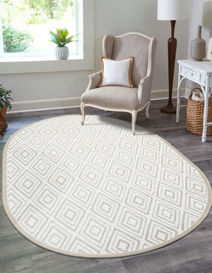 Snow White 4' x 6' Hermitage Oval Area Rug 55% Polypropylene & 45% Polyester Easy Clean Stain-Resistant Carpet for Living, Office, Dorm Rooms for Sale at Rug Engine