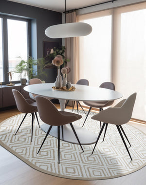 Snow White 2' x 3' Hermitage Oval Area Rug 55% Polypropylene & 45% Polyester Easy Clean Stain-Resistant Carpet for Living, Office, Dorm Rooms for Sale at Rug Engine