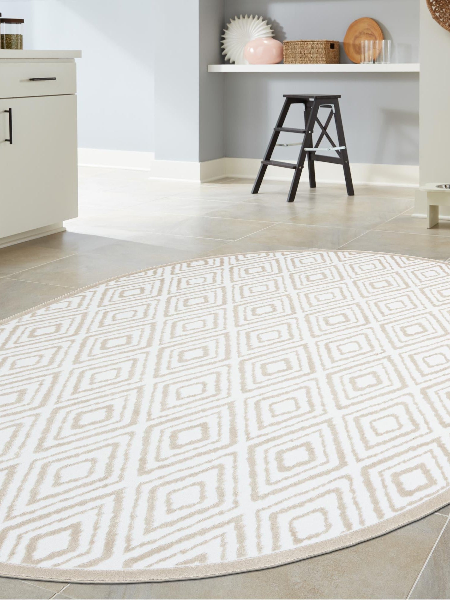 Snow White 4' x 6' Hermitage Oval Area Rug 55% Polypropylene & 45% Polyester Easy Clean Stain-Resistant Carpet for Living, Office, Dorm Rooms for Sale at Rug Engine