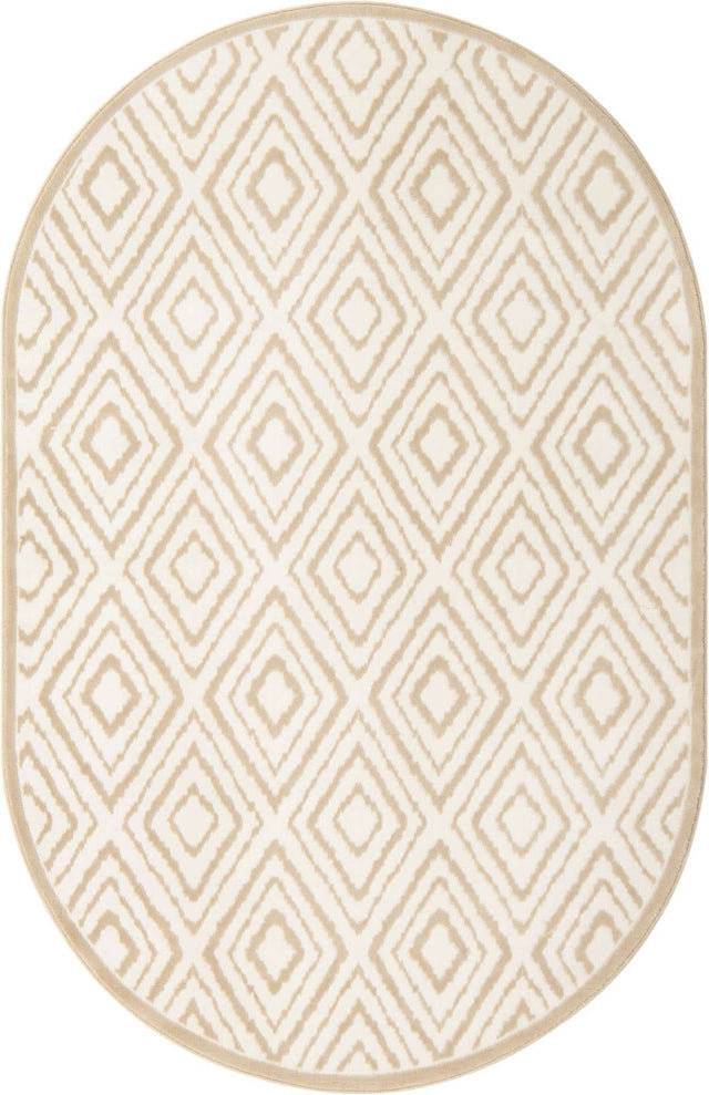 Snow White 5' 3 x 8' Hermitage Oval Area Rug 55% Polypropylene & 45% Polyester Easy Clean Stain-Resistant Carpet for Living, Office, Dorm Rooms for Sale at Rug Engine