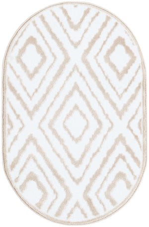 Snow White 2' x 3' Hermitage Oval Area Rug 55% Polypropylene & 45% Polyester Easy Clean Stain-Resistant Carpet for Living, Office, Dorm Rooms for Sale at Rug Engine