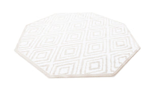 Snow White 5' 3 x 5' 3 Hermitage Octagon Area Rug 55% Polypropylene & 45% Polyester Easy Clean Stain-Resistant Carpet for Living, Office, Dorm Rooms for Sale at Rug Engine