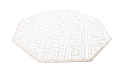 Snow White 5' 3 x 5' 3 Hermitage Octagon Area Rug 55% Polypropylene & 45% Polyester Easy Clean Stain-Resistant Carpet for Living, Office, Dorm Rooms for Sale at Rug Engine