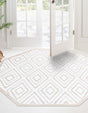 Snow White 7' 10 x 7' 10 Hermitage Octagon Area Rug 55% Polypropylene & 45% Polyester Easy Clean Stain-Resistant Carpet for Living, Office, Dorm Rooms for Sale at Rug Engine