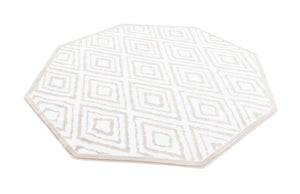 Snow White 5' 3 x 5' 3 Hermitage Octagon Area Rug 55% Polypropylene & 45% Polyester Easy Clean Stain-Resistant Carpet for Living, Office, Dorm Rooms for Sale at Rug Engine