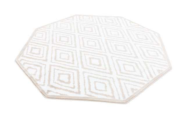 Snow White 5' 3 x 5' 3 Hermitage Octagon Area Rug 55% Polypropylene & 45% Polyester Easy Clean Stain-Resistant Carpet for Living, Office, Dorm Rooms for Sale at Rug Engine