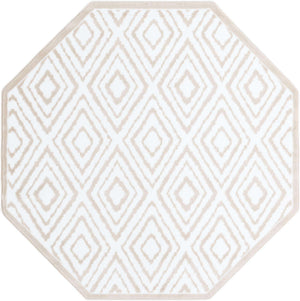 Snow White 5' 3 x 5' 3 Hermitage Octagon Area Rug 55% Polypropylene & 45% Polyester Easy Clean Stain-Resistant Carpet for Living, Office, Dorm Rooms for Sale at Rug Engine